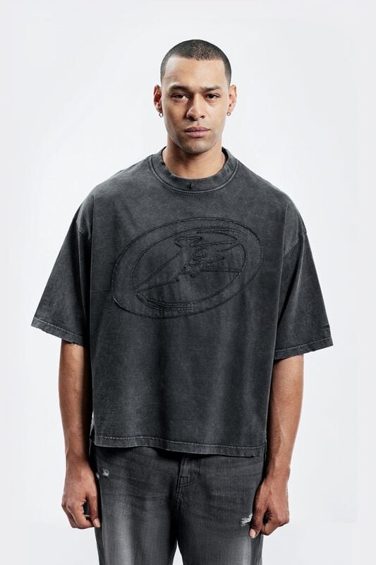 T-Shirt Oversize  de Favela - F PATCH BLACK WASHED T-SHIRT - S à XXL - pour Homme - noir - Favela