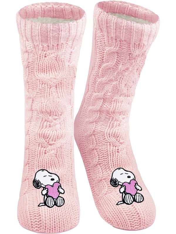 Chaussettes  de Snoopy - Snoopy - Chaussettes d'Hiver - EU35-38 à EU 39-42 - pour Femme - rose clair - Snoopy
