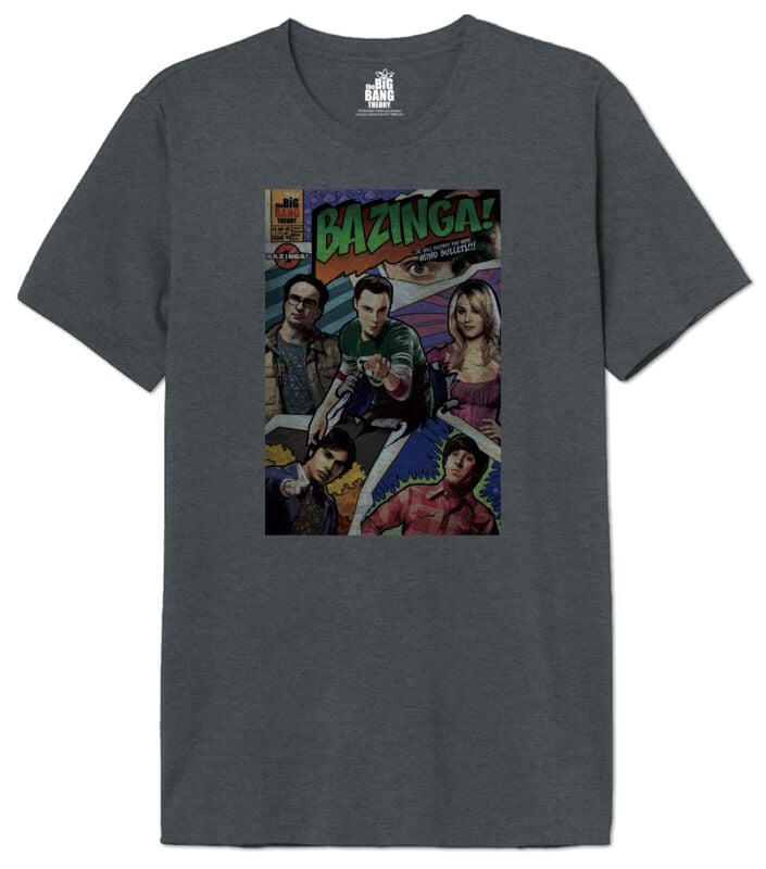 T-Shirt Manches courtes  de The Big Bang Theory - Bazinga - Couverture Vintage - S à XXL - pour Homme - anthracite - The Big Bang Theory