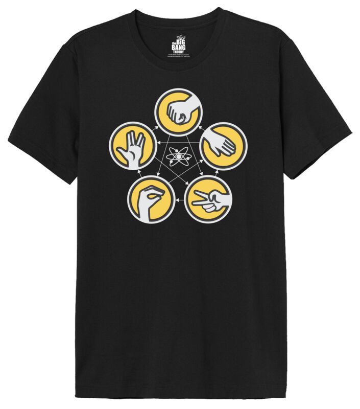 T-Shirt Manches courtes  de The Big Bang Theory - Rock Paper Scissors Lizard Spock - S à XXL - pour Homme - noir - The Big Bang Theory