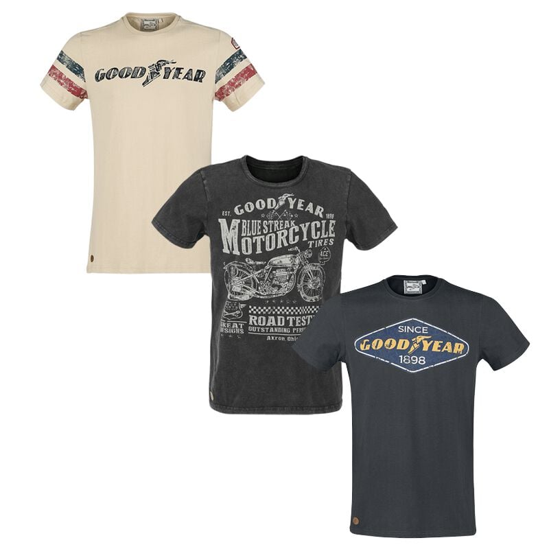 T-Shirt Manches courtes Rockabilly de GoodYear - T-Shirt - Pack - S à XXL - pour Homme - multicolore - Goodyear