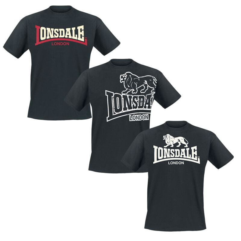 T-Shirt Manches courtes  de Lonsdale London - T-Shirt - Pack - M à XXL - pour Homme - noir - Lonsdale London