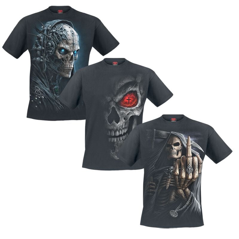 T-Shirt Manches courtes Rockabilly de Spiral - T-Shirt Crâne - Pack - S à 4XL - pour Homme - multicolore - Spiral