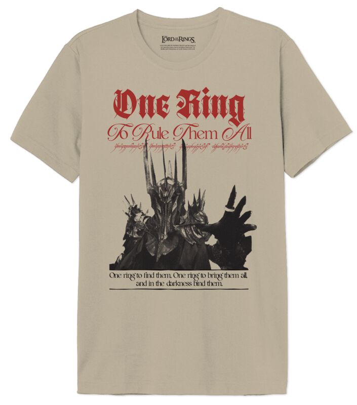 T-Shirt Manches courtes  de Le Seigneur Des Anneaux - Ring Rules Them All - S à XXL - pour Homme - sable - Le Seigneur Des Anneaux