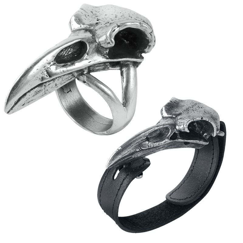 Bracelet Gothic de Alchemy Gothic - Raven Skull - Pack - pour Unisexe - noir/argent - Alchemy Gothic