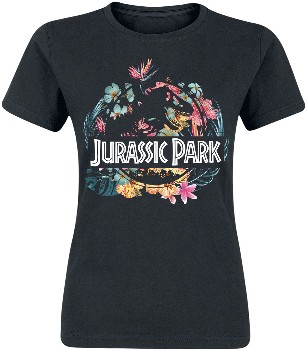 T-Shirt Manches courtes  de Jurassic Park - Tropical Flower - S à XXL - pour Femme - noir - Jurassic Park