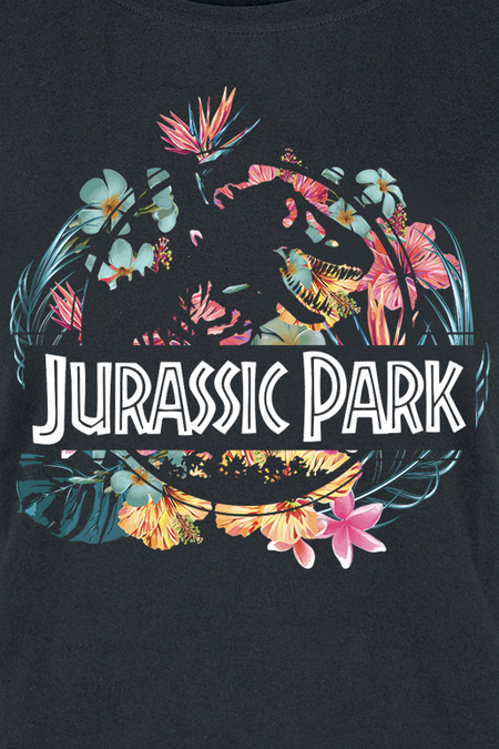 T-Shirt Manches courtes  de Jurassic Park - Tropical Flower - S à XXL - pour Femme - noir - Jurassic Park - View 2