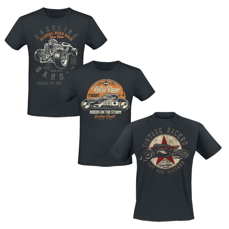 T-Shirt Manches courtes Rockabilly de Gasoline Bandit - Hot Rod T-Shirt - Pack - S à 4XL - pour Homme - noir - Gasoline Bandit