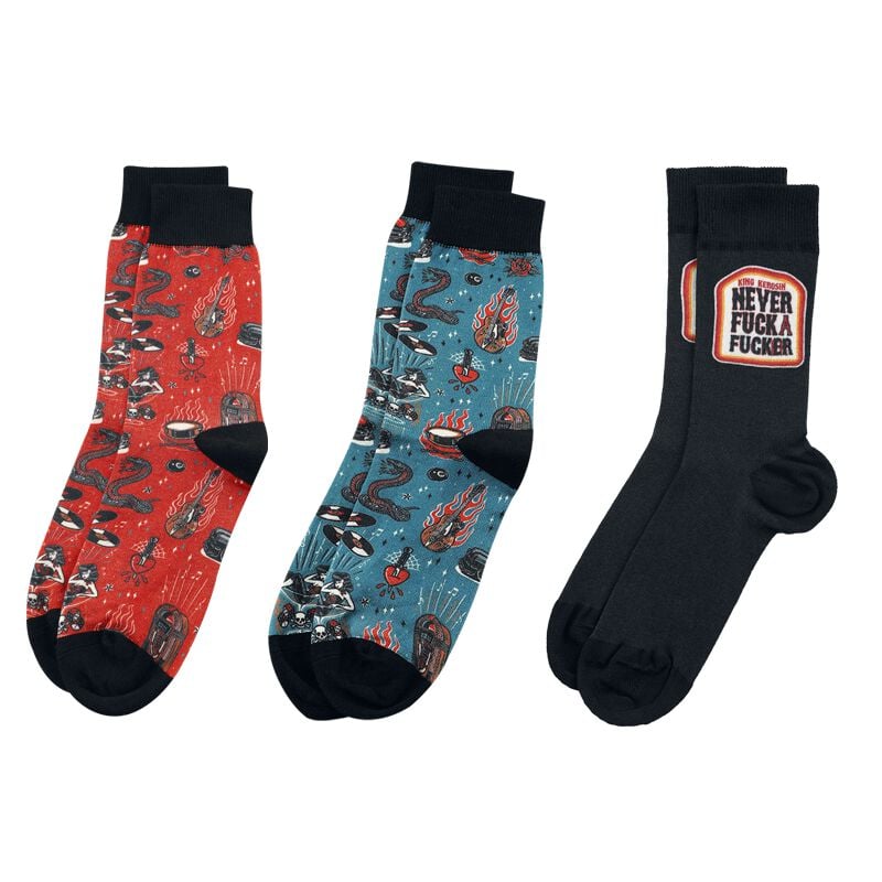 Chaussettes Rockabilly de King Kerosin - Chaussettes Rock'n'Roll - Pack - EU39-42 à EU 43-46 - pour Homme - multicolore - King Kerosin