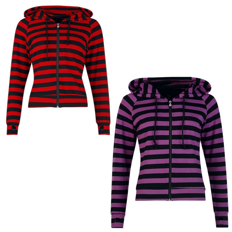 Sweat-shirt zippé à capuche  de Banned Alternative - Veste à Capuche Rayée - pack - S à XL - pour Femme - multicolore - Banned Alternative