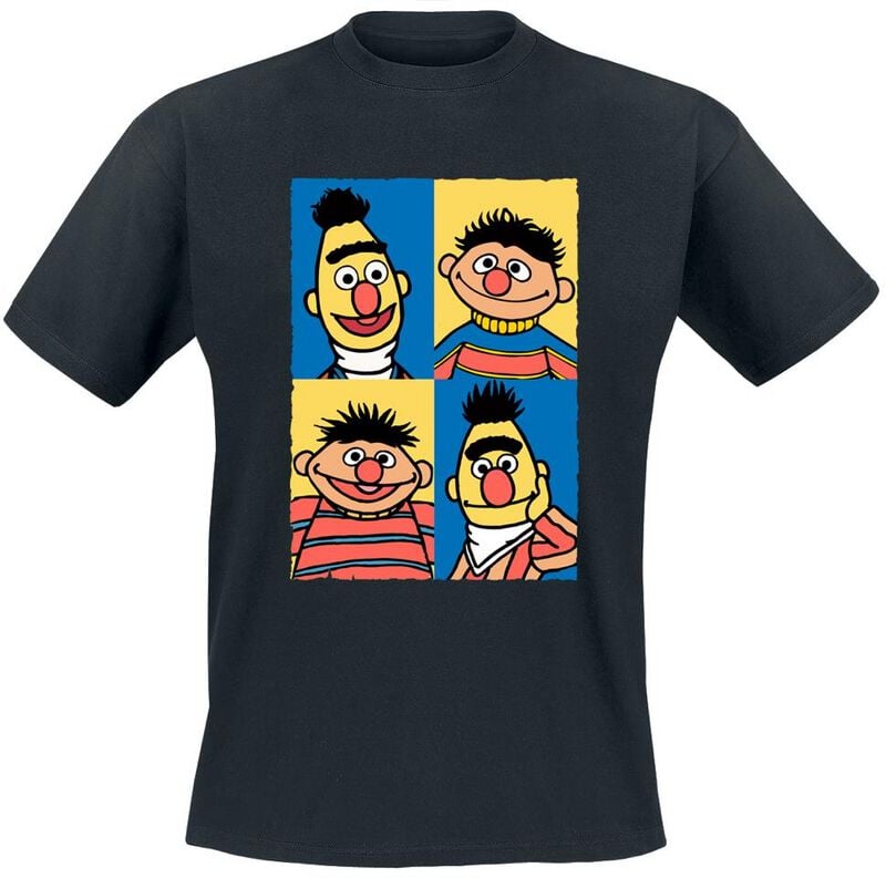 T-Shirt Manches courtes  de Sesame Street - Ernie & Bert - M à 5XL - pour Homme - noir - Sesame Street