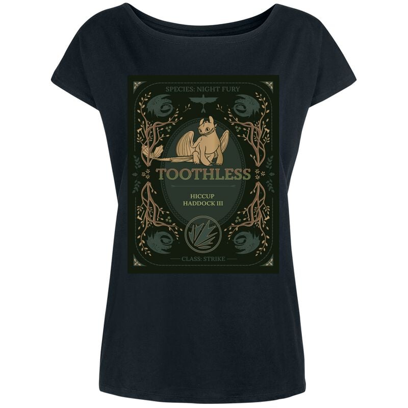 T-Shirt Manches courtes  de Dragons - Dragons - Species : Night Fury - S à XXL - pour Femme - noir - Dragons