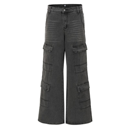 Pantalon Cargo  de Forplay - Pantalon Cargo Délavé Multi-Poches - W27L32 à W34L32 - pour Femme - noir - Forplay