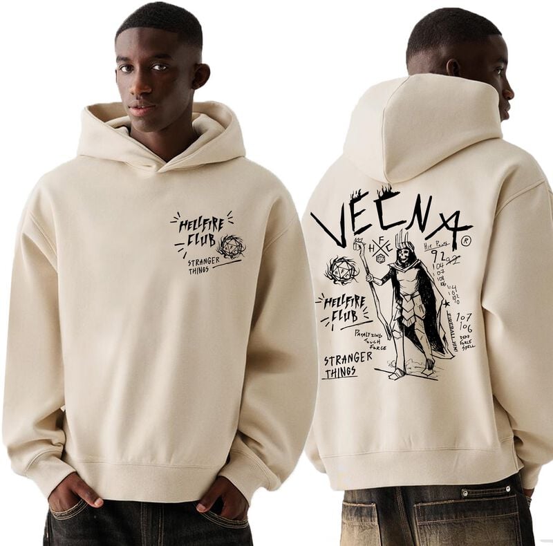 Sweat-shirt à capuche  de Stranger Things - Vecna Doodle - S à 5XL - pour Homme - sable - Stranger Things