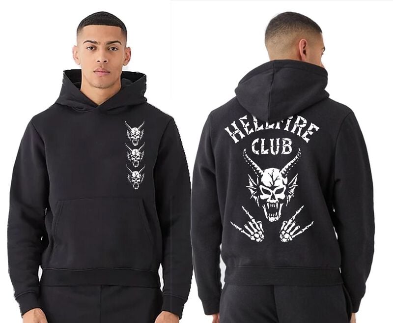 Sweat-shirt à capuche  de Stranger Things - Club Bones - S à 5XL - pour Homme - noir - Stranger Things