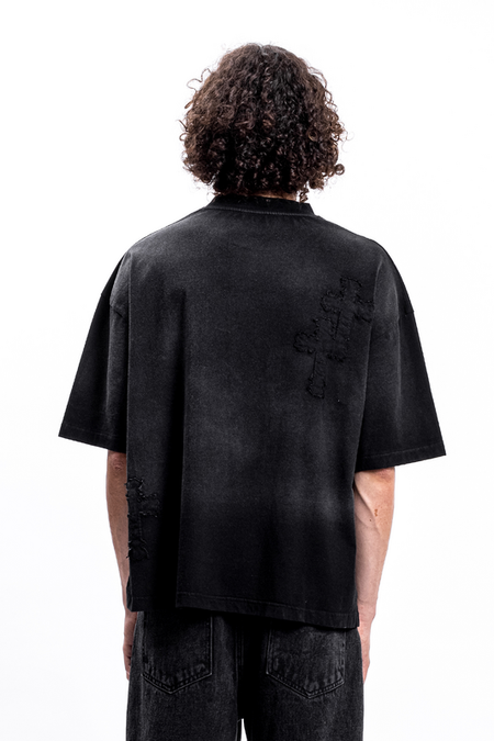 T-Shirt Manches courtes  de Favela - CROSS PATCHES BLACK WASHED T-SHIRT - S à XXL - pour Homme - noir - Favela - View 2