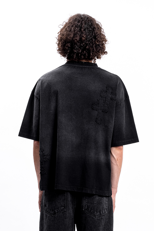 T-Shirt Manches courtes  de Favela - CROSS PATCHES BLACK WASHED T-SHIRT - S à XXL - pour Homme - noir - Favela - View 2