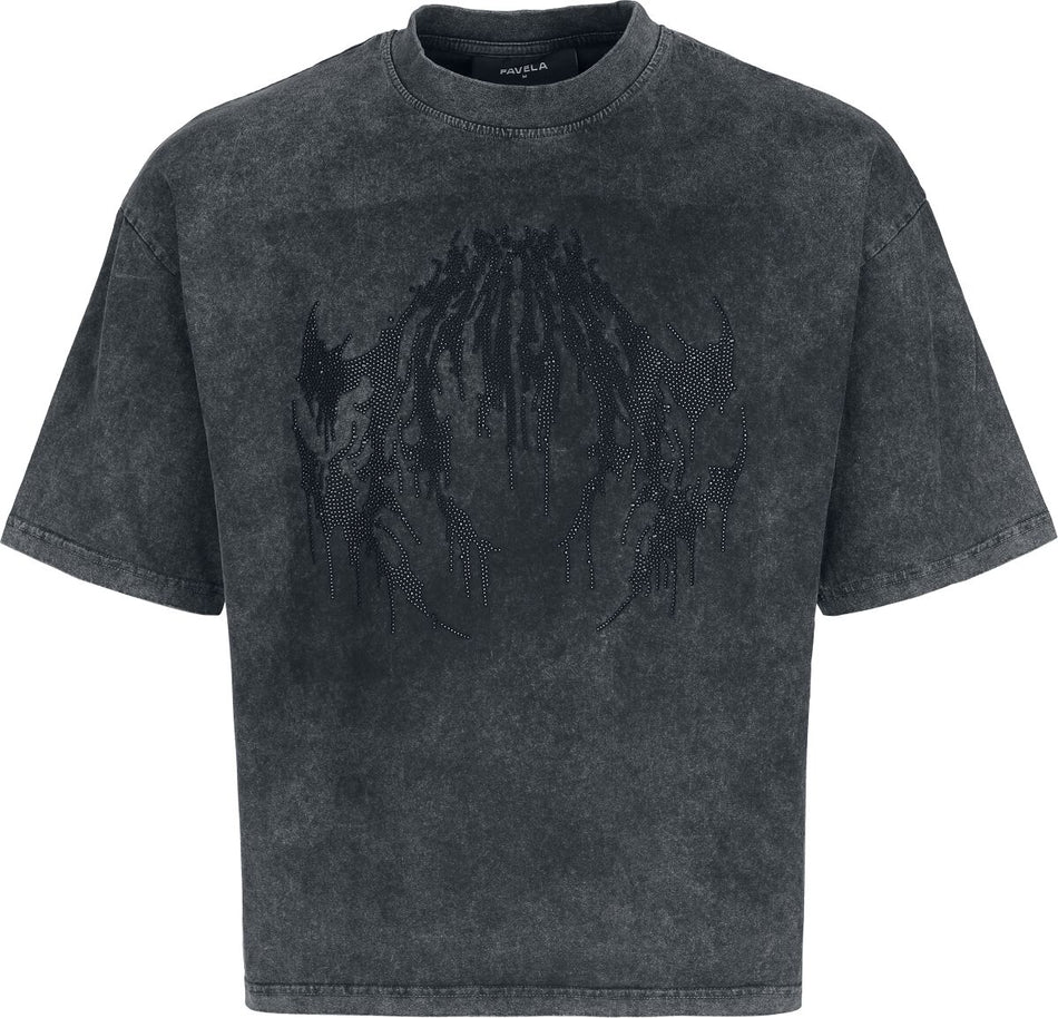 T-Shirt Manches courtes  de Favela - RHINESTONE DEATH METAL BLACK WASHED TSHIRT - S à XXL - pour Homme - noir - Favela