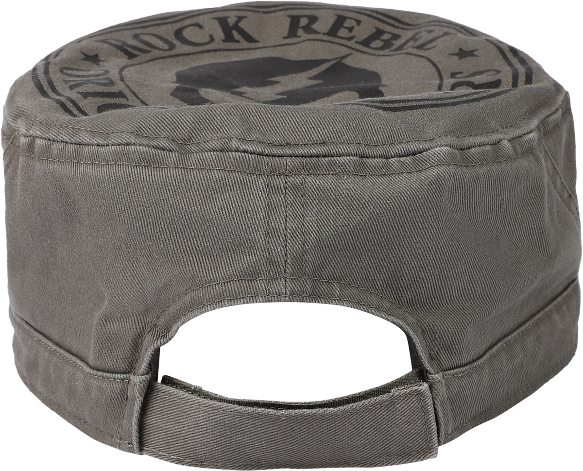 Casquette  de Rock Rebel by EMP - Olivfarbene Army-Cap mit Print, Aufnähern und Nieten - pour Homme - olive - Rock Rebel by EMP - View 2