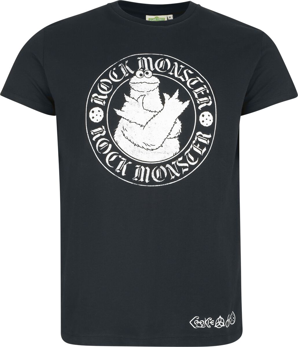 T-Shirt Manches courtes  de Sesame Street - Krümelmonster - Cookie Monster - Rock Monster - S à 3XL - pour Homme - noir - Sesame Street