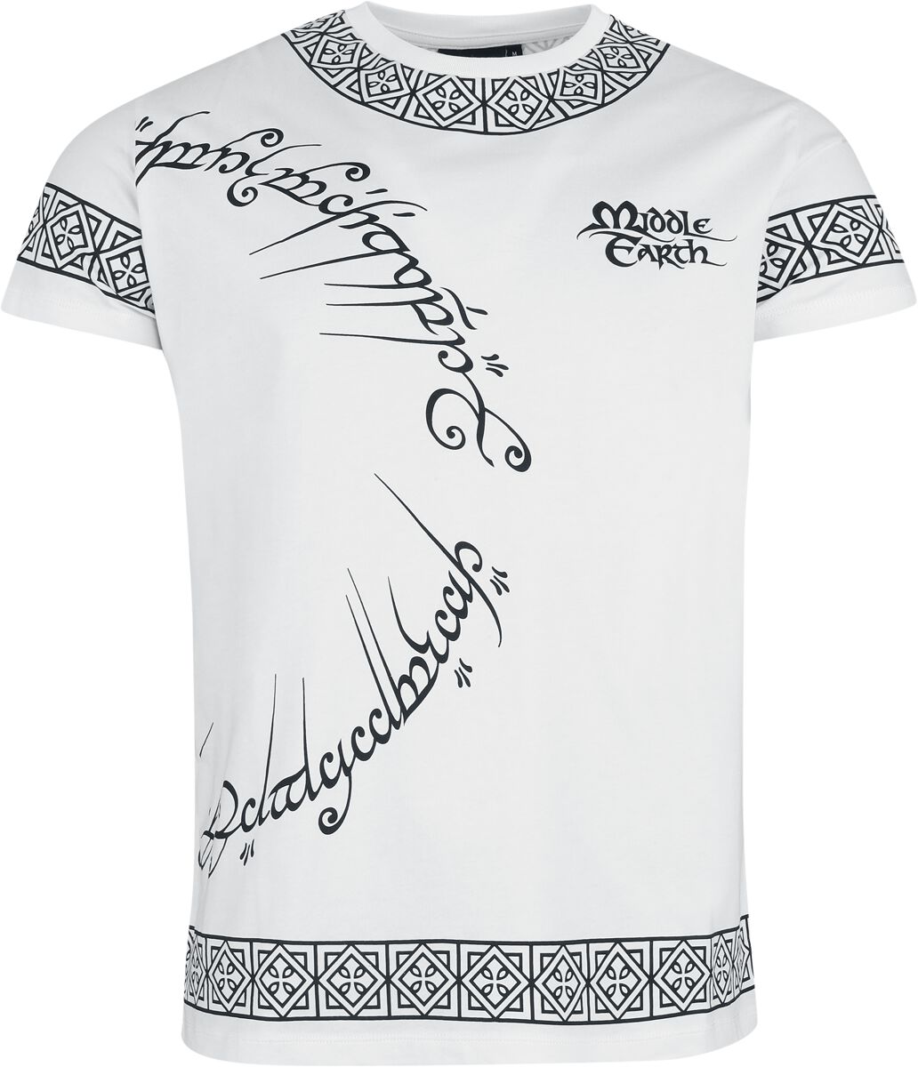 T-Shirt Manches courtes  de Le Seigneur Des Anneaux - Middle Earth - S à 3XL - pour Homme - blanc - Le Seigneur Des Anneaux
