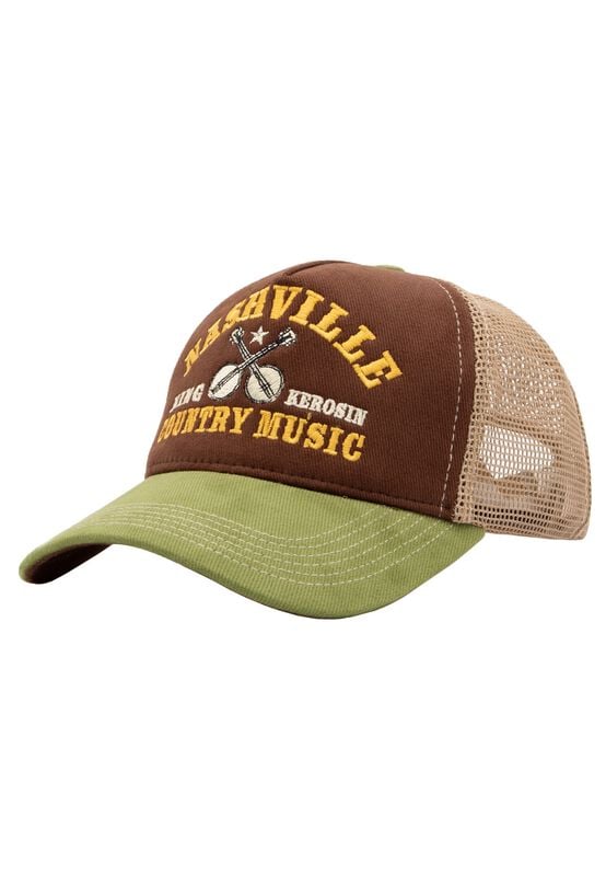 Casquette Rockabilly de King Kerosin - Nashville Trucker Cap - pour Femme - marron/vert - King Kerosin