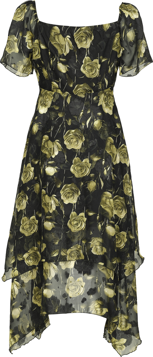 Robe mi-longue Rockabilly de Jawbreaker - Robe mi-longue asymétrique avec imprimé roses - S à XXL - pour Femme - multicolore - Jawbreaker - View 2