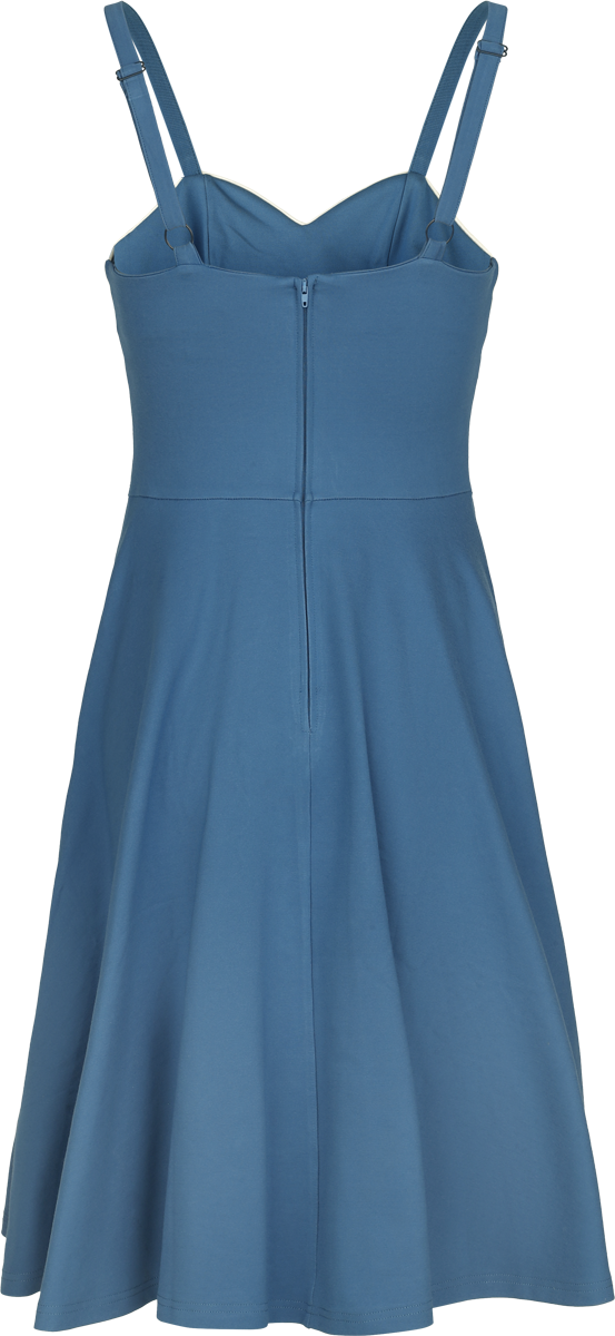 Robe mi-longue Rockabilly de Voodoo Vixen - Robe Asymétrique Boutonnée Rayée - XS à XXL - pour Femme - bleu - Voodoo Vixen - View 2