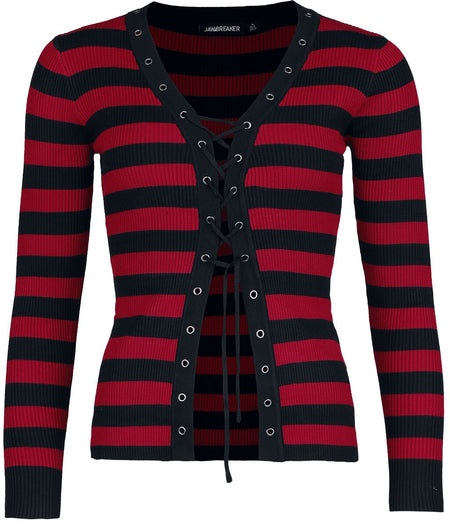Gilets & Ponchos Rockabilly de Jawbreaker - Gilet Rayé - XS à XXL - pour Femme - noir/rouge - Jawbreaker