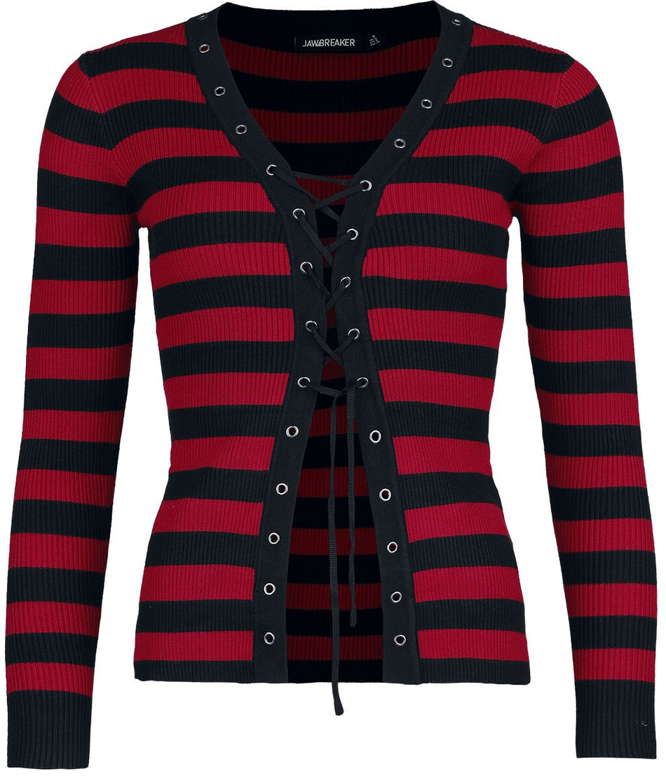 Gilets & Ponchos Rockabilly de Jawbreaker - Gilet Rayé - XS à XXL - pour Femme - noir/rouge - Jawbreaker
