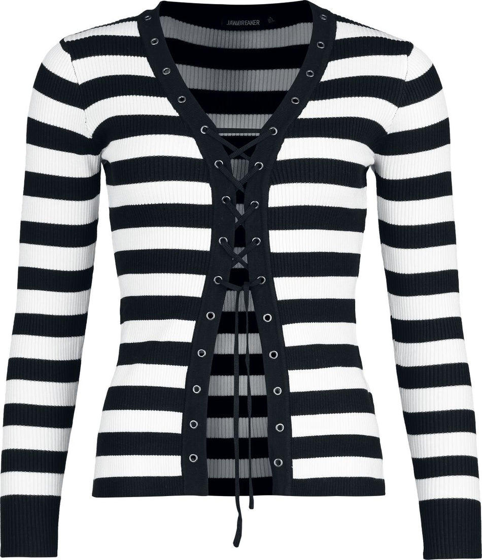 Gilets & Ponchos Rockabilly de Jawbreaker - Gilet Rayé - XS à XXL - pour Femme - noir/blanc - Jawbreaker