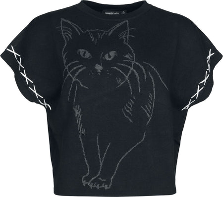 Sweat-shirt Rockabilly de Jawbreaker - Oversized Knitted Cat Vest - S à XXL - pour Femme - noir - Jawbreaker