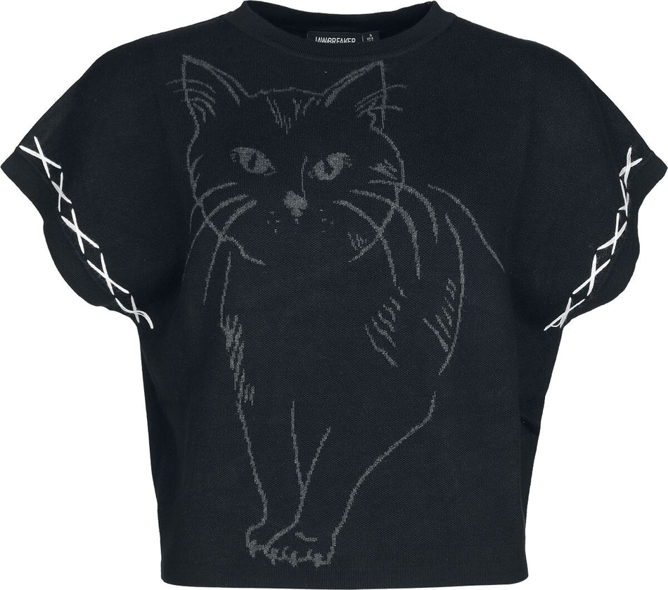 Sweat-shirt Rockabilly de Jawbreaker - Oversized Knitted Cat Vest - S à XXL - pour Femme - noir - Jawbreaker