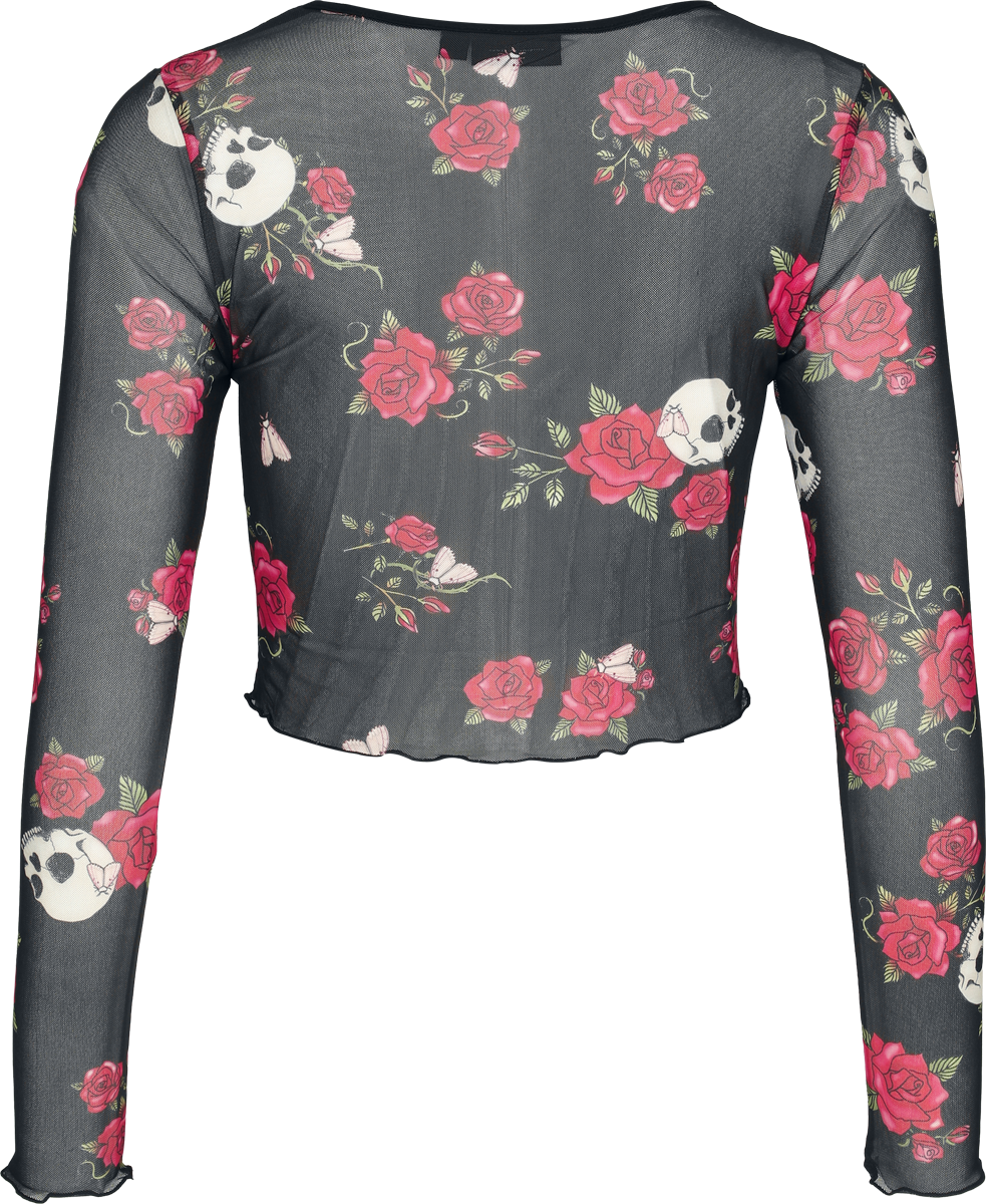 T-shirt manches longues Rockabilly de Jawbreaker - Skull & Rose - Haut en Mailles - XS à XXL - pour Femme - noir - Jawbreaker - View 2