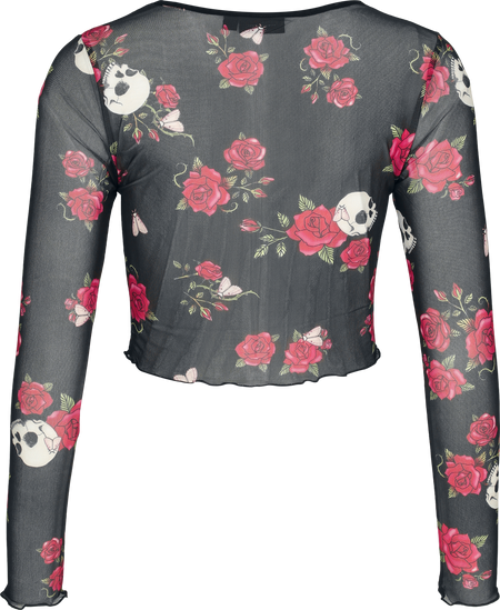 T-shirt manches longues Rockabilly de Jawbreaker - Skull & Rose - Haut en Mailles - XS à XXL - pour Femme - noir - Jawbreaker - View 2