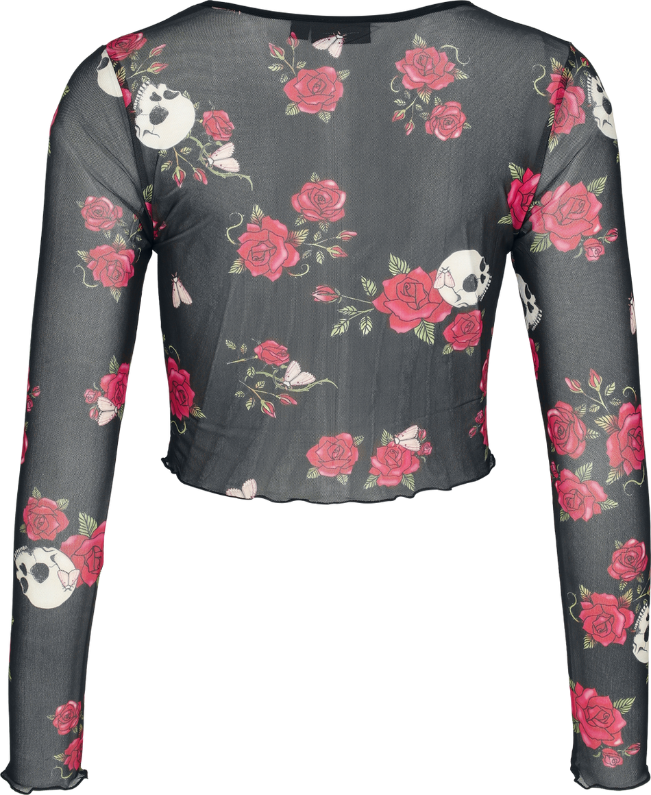 T-shirt manches longues Rockabilly de Jawbreaker - Skull & Rose - Haut en Mailles - XS à XXL - pour Femme - noir - Jawbreaker - View 2