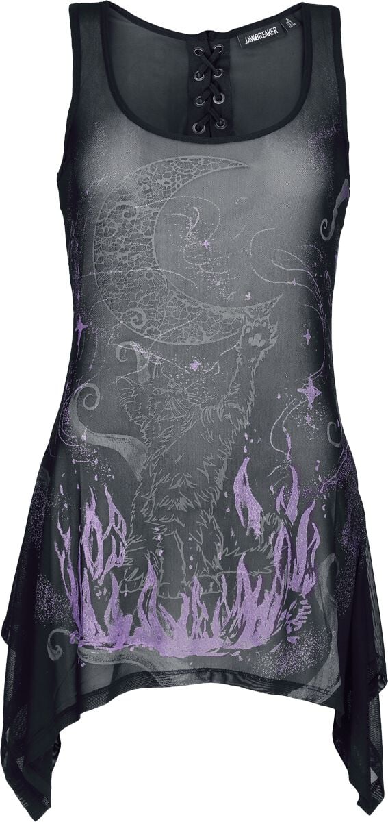 Top Rockabilly de Jawbreaker - Cosmic Cat - Haut en Mailles - XS à L - pour Femme - noir - Jawbreaker