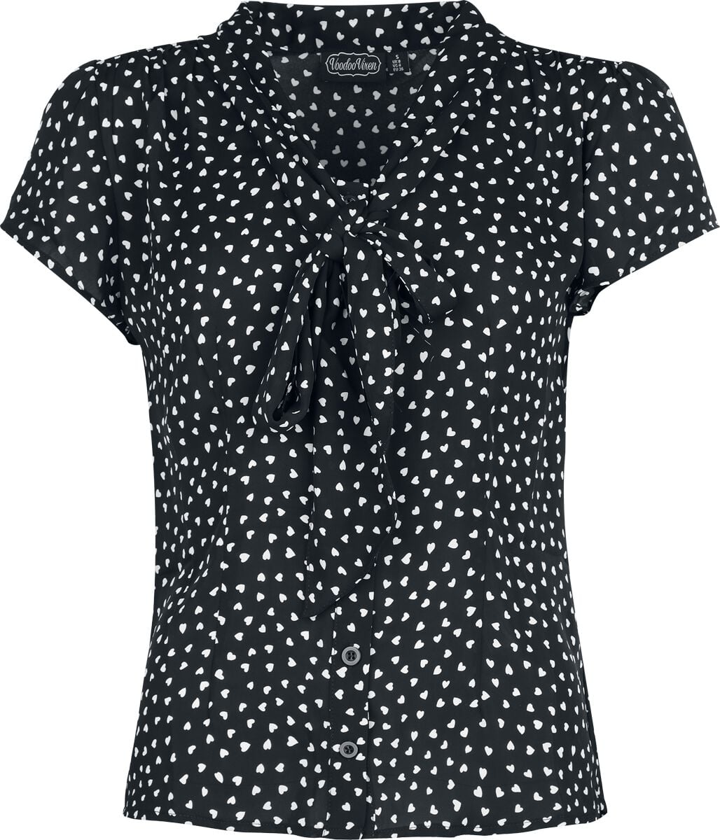 Chemisier Rockabilly de Voodoo Vixen - Chemisier Cœurs - S à XXL - pour Femme - noir/blanc - Voodoo Vixen