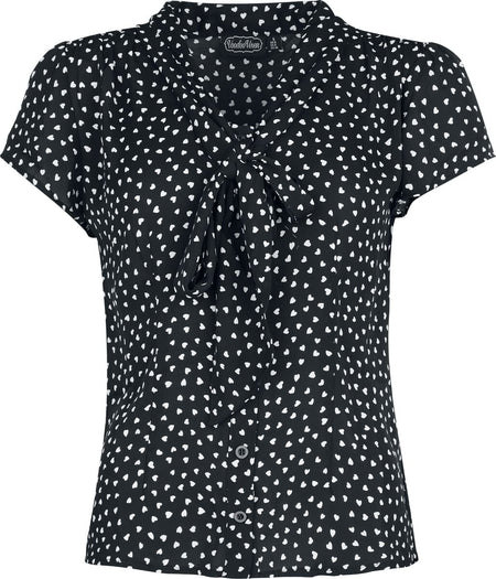 Chemisier Rockabilly de Voodoo Vixen - Chemisier Cœurs - S à XXL - pour Femme - noir/blanc - Voodoo Vixen