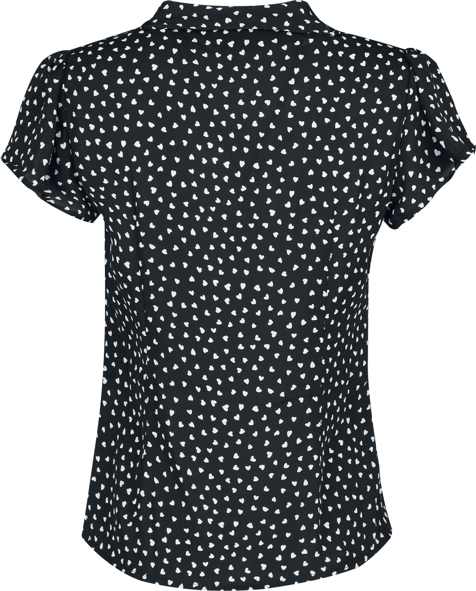 Chemisier Rockabilly de Voodoo Vixen - Chemisier Cœurs - S à XXL - pour Femme - noir/blanc - Voodoo Vixen - View 2