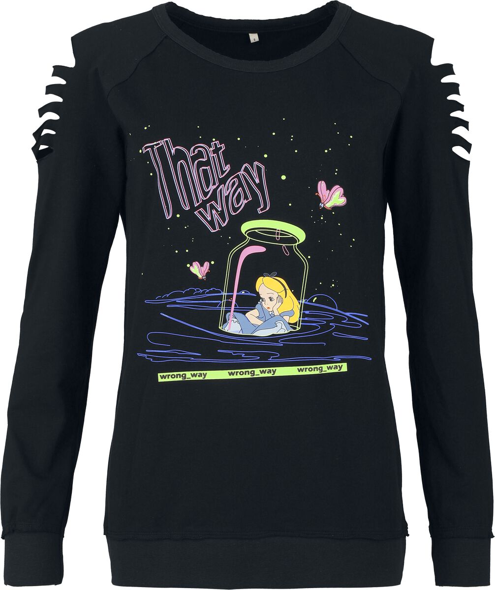 T-shirt manches longues Disney de Alice Au Pays Des Merveilles - Alice - S à XXL - pour Femme - noir - Alice Au Pays Des Merveilles