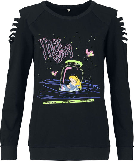 T-shirt manches longues Disney de Alice Au Pays Des Merveilles - Alice - S à XXL - pour Femme - noir - Alice Au Pays Des Merveilles