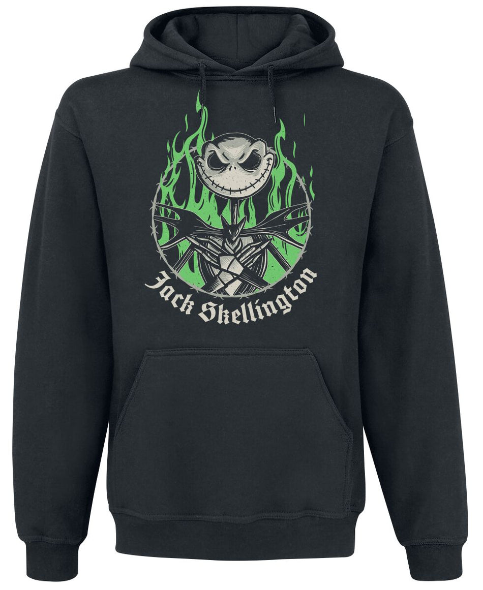 Sweat-shirt à capuche Disney de L'Étrange Noël De Monsieur Jack - Green Flames - S à XXL - pour Homme - noir - L'Étrange Noël De Monsieur Jack