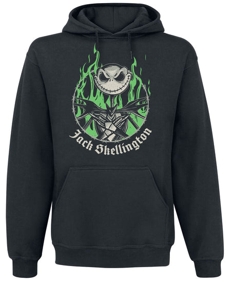 Sweat-shirt à capuche Disney de L'Étrange Noël De Monsieur Jack - Green Flames - S à XXL - pour Homme - noir - L'Étrange Noël De Monsieur Jack
