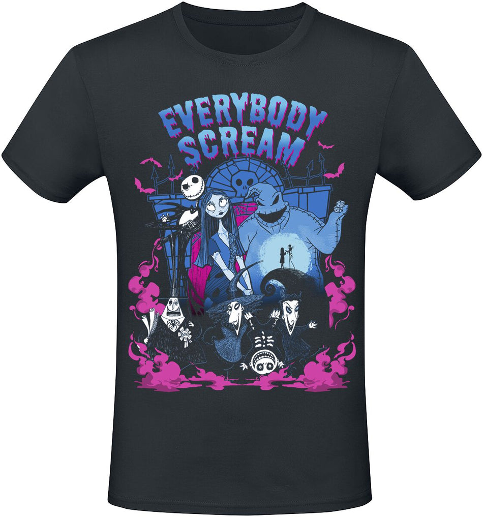 T-Shirt Manches courtes Disney de L'Étrange Noël De Monsieur Jack - Everybody Scream - S à XXL - pour Homme - noir - L'Étrange Noël De Monsieur Jack