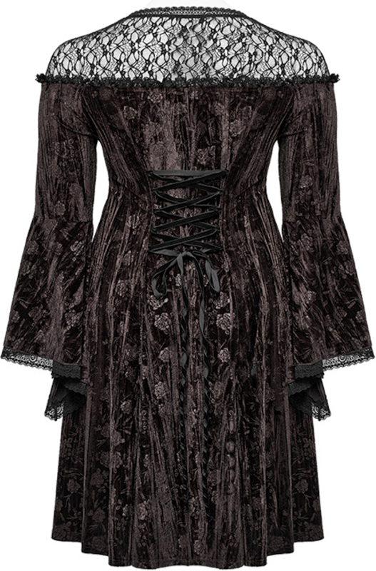 Robe courte Gothic de Punk Rave - Goth Dark Night Rose - Robe Velours - L-XL à 4XL-5XL - pour Femme - marron/noir - Punk Rave - View 2