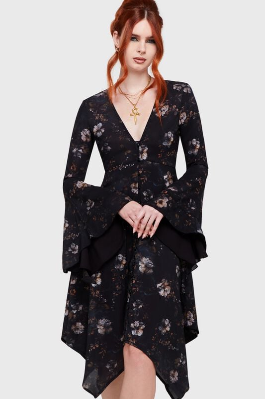 Robe courte Gothic de Killstar - Twilight Boho Summer - Autumna's Night - Robe Mi-Longue - XS à 4XL - pour Femme - multicolore - Killstar