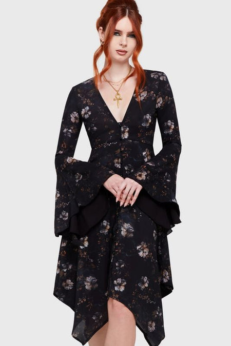 Robe courte Gothic de Killstar - Twilight Boho Summer - Autumna's Night - Robe Mi-Longue - XS à 4XL - pour Femme - multicolore - Killstar