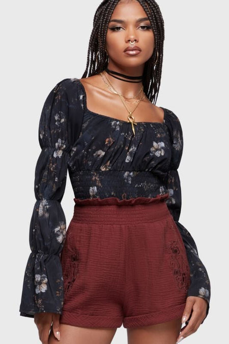 Short Gothic de Killstar - Twilight Boho Summer - Thornwake - Short - XS à 4XL - pour Femme - rouge - Killstar
