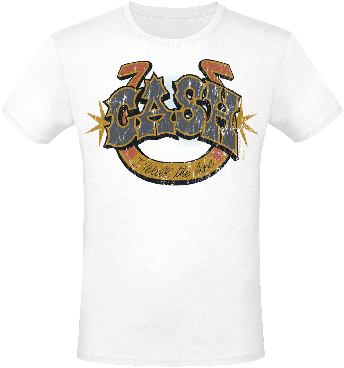 T-Shirt Manches courtes  de Johnny Cash - Walk The Line - S à 3XL - pour Homme - blanc - Johnny Cash